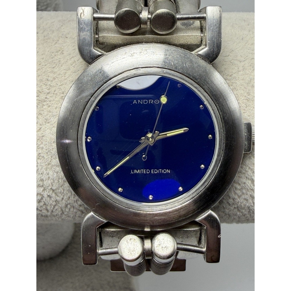 Android Limited Edition Mens Hinged Cuff Watch New Battery 35MM 7" Blue‎ Dial